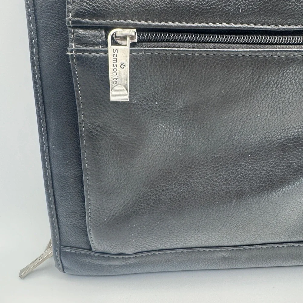 Samsonite Black Faux Leather Laptop Briefcase Sleeve Retractable Handle Bag